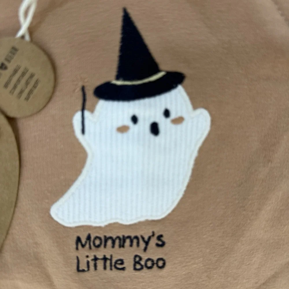 NWT Rabbit + Bear Halloween One Piece Pajama & Hat 6-9 Month Little Boo Organic